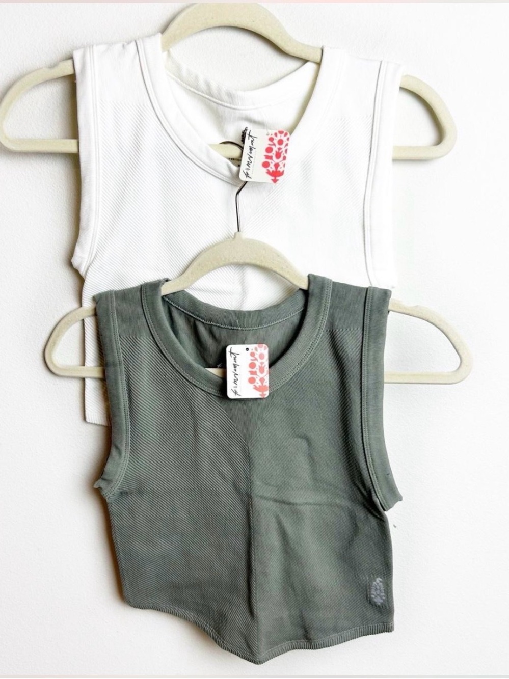 NWT Bundle of 2 FP Movement Free Throw Muscle Tanks Size M White and Sage Stone